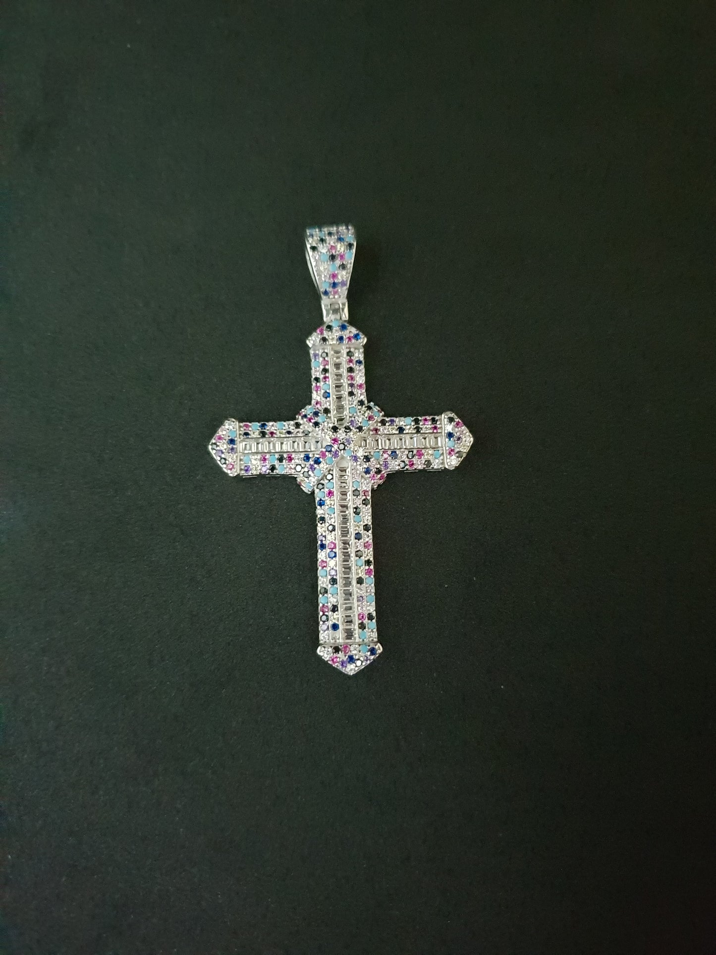 Pandantiv Cruce Argint Rainbow 6CM