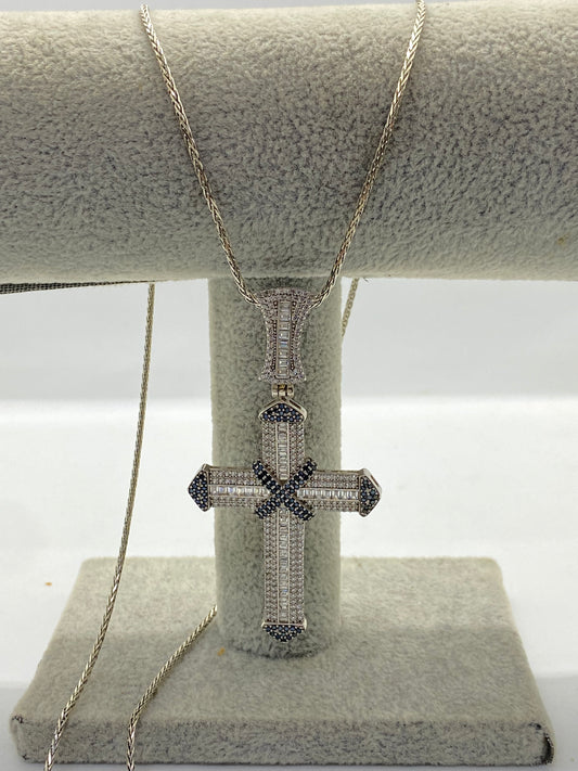 Set Lanț și Pandantiv Cruce Ombre Diamond din Argint 925
