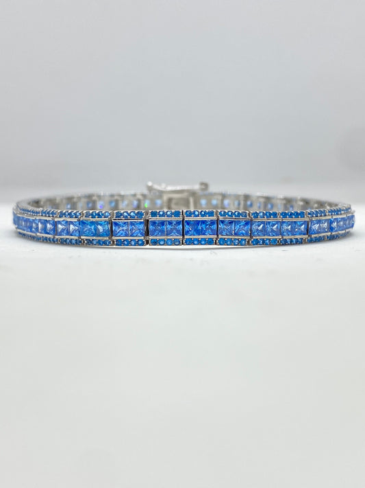 Brățară Tennis Square  Blue 0.5 CM din Argint 925