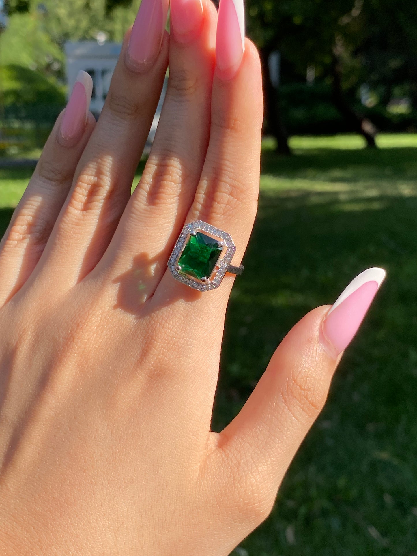 Inel Silver Emerald – Argint Rodiat 925 cu Piatră Verde