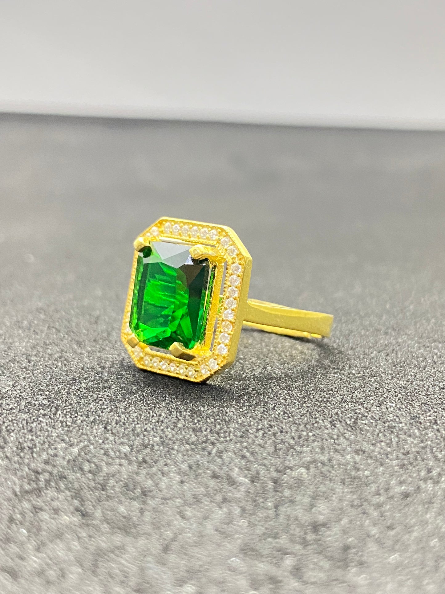 Inel Emerald  Argint 925 Aurit cu Piatră Verde