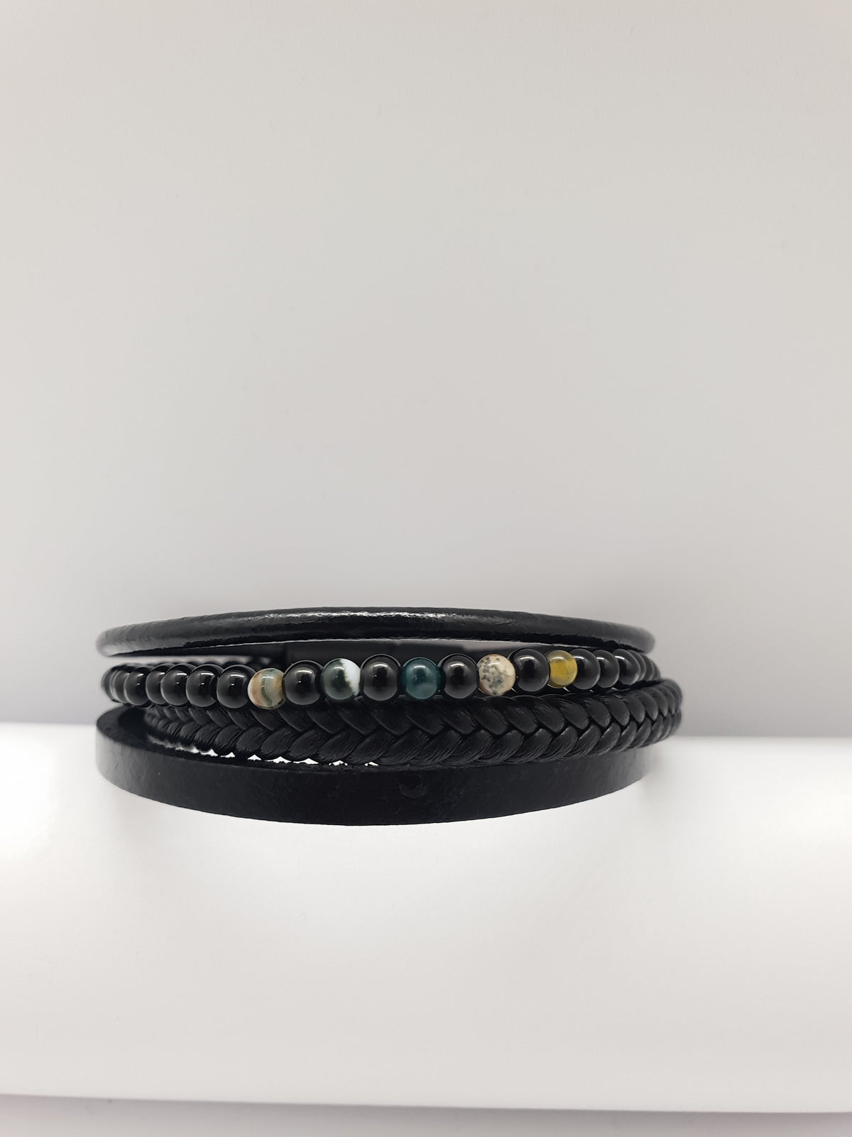 Vedere secundară Brățară Bărbați Naxos din Piele și Inox stil Bracelets
