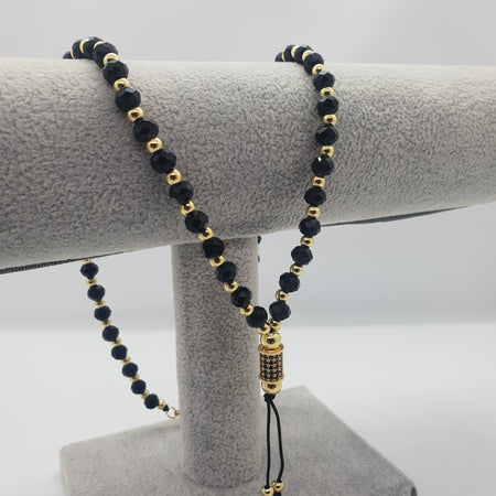 Lanț din Inox Auriu cu Cristale Zirconia Negre Eternal Shine