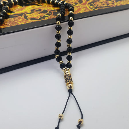 Lanț din Inox Auriu cu Cristale Zirconia Negre Eternal Shine