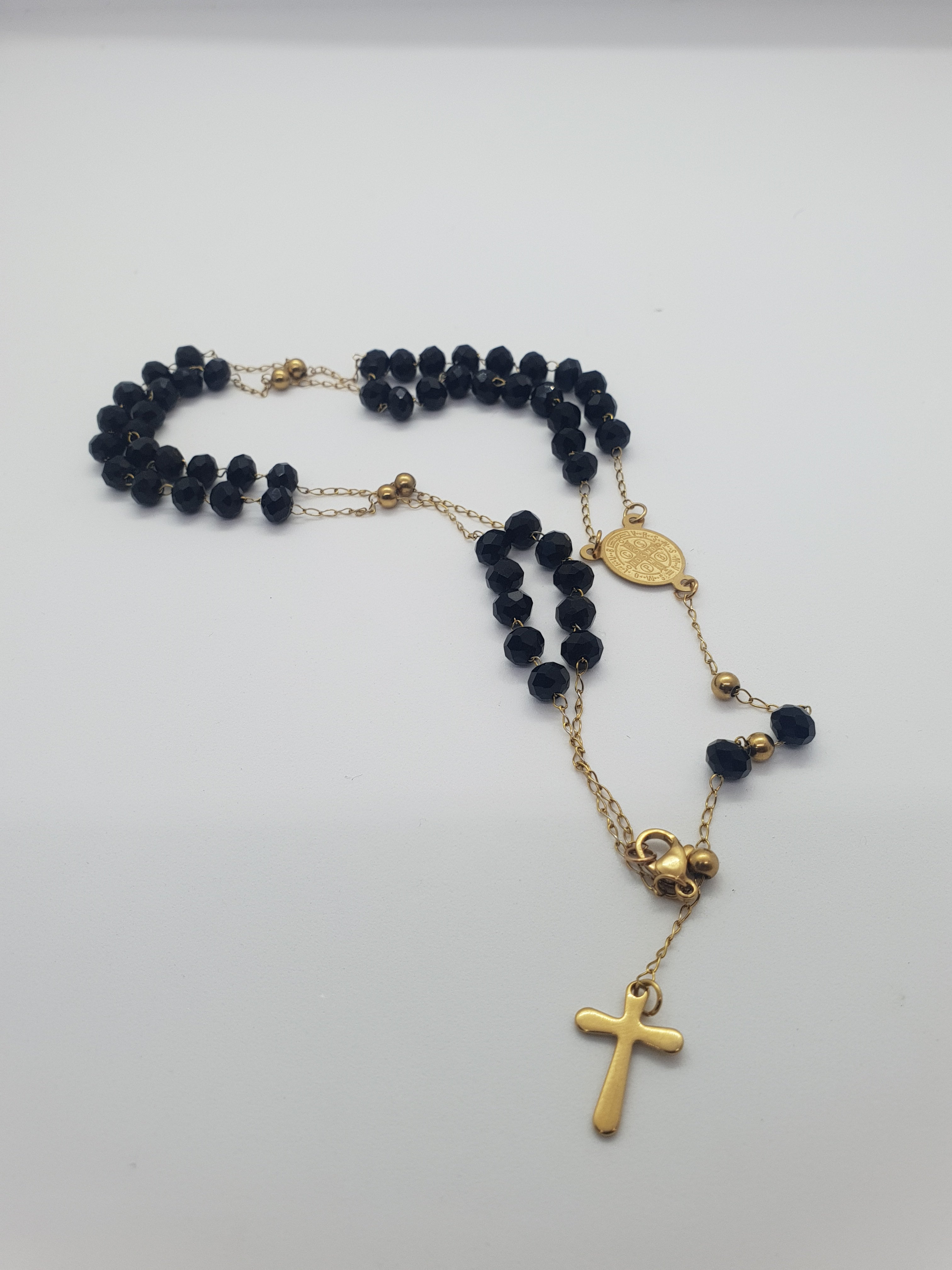 Vedere secundară Lanț din Inox Auriu cu Cristale Zirconia Negre Eternal Gold Matinee stil Necklaces