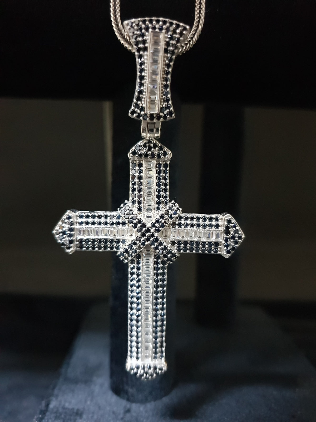 Pandantiv Cruce din Argint 925 Ombre Diamond cu Zirconiu, 7 cm - poza 2