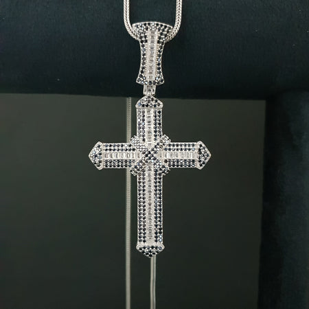 Pandantiv Cruce din Argint 925 Ombre Diamond cu Zirconiu, 7 cm