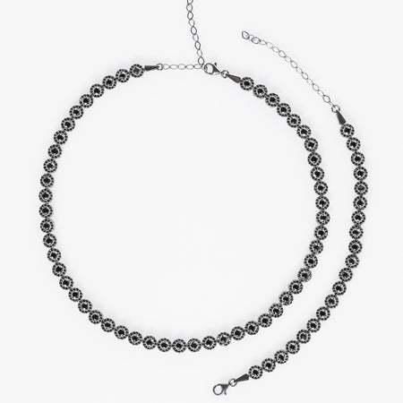 Set Bijuterii Damă din Argint 925 Angelic Black cu Zirconiu Negru (Colier, Brățară, Cercei)