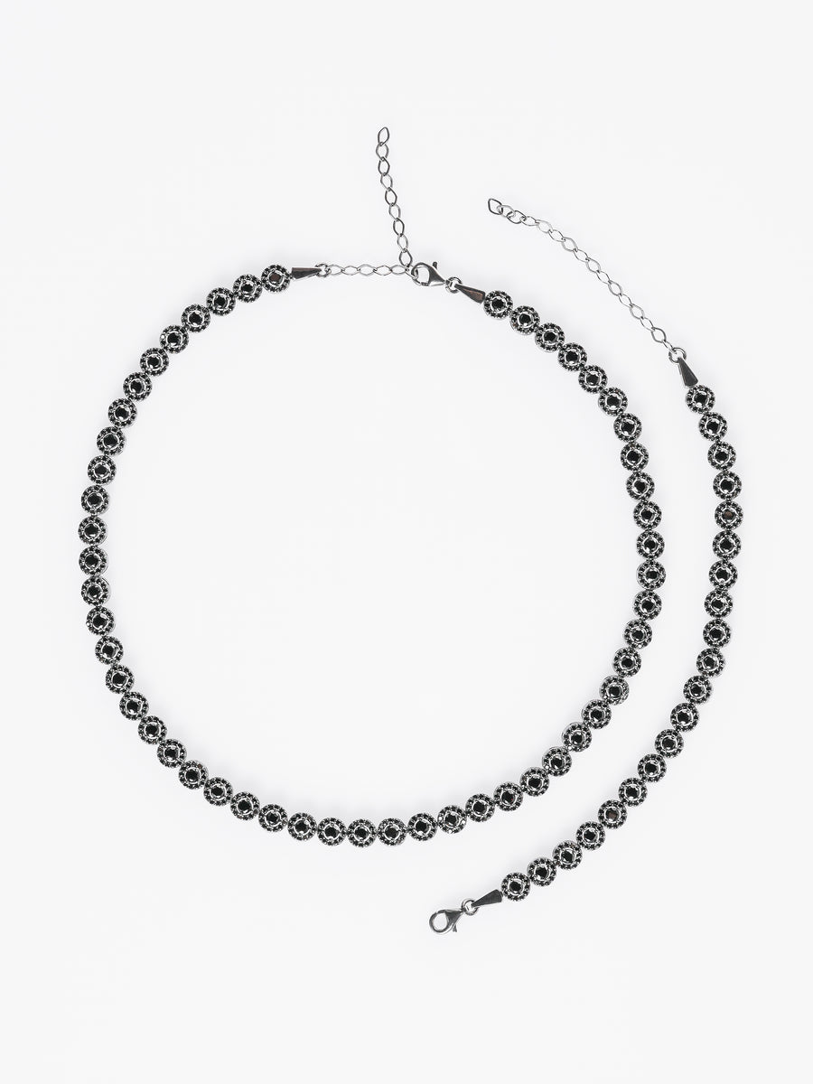 Set Bijuterii Damă din Argint 925 Angelic Black cu Zirconiu Negru (Colier, Brățară, Cercei) din Argint 925 TotalModa