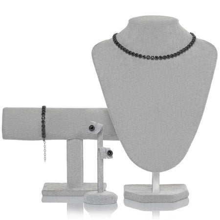 Set Bijuterii Damă din Argint 925 Angelic Black cu Zirconiu Negru (Colier, Brățară, Cercei)