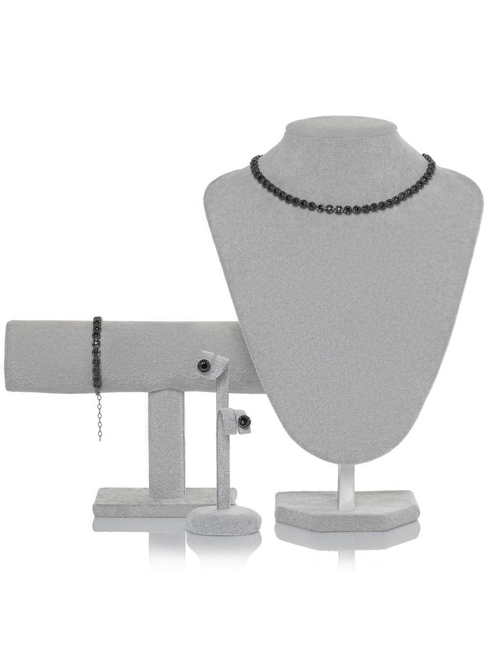 Set Bijuterii Damă din Argint 925 Angelic Black cu Zirconiu Negru (Colier, Brățară, Cercei) - 2