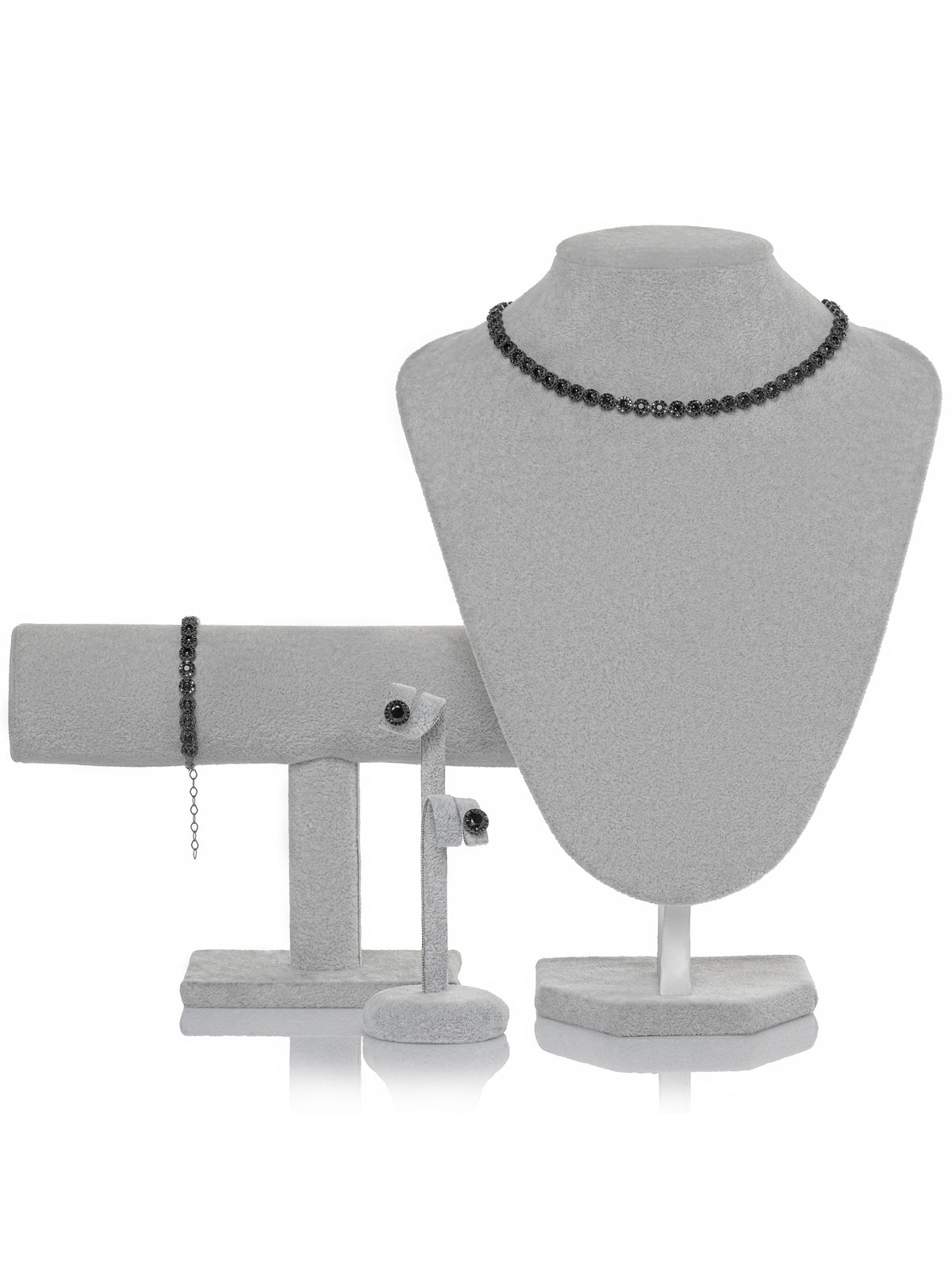 Detalii finisaj Set Bijuterii Damă din Argint 925 Angelic Black cu Zirconiu Negru (Colier, Brățară, Cercei) din Argint 925