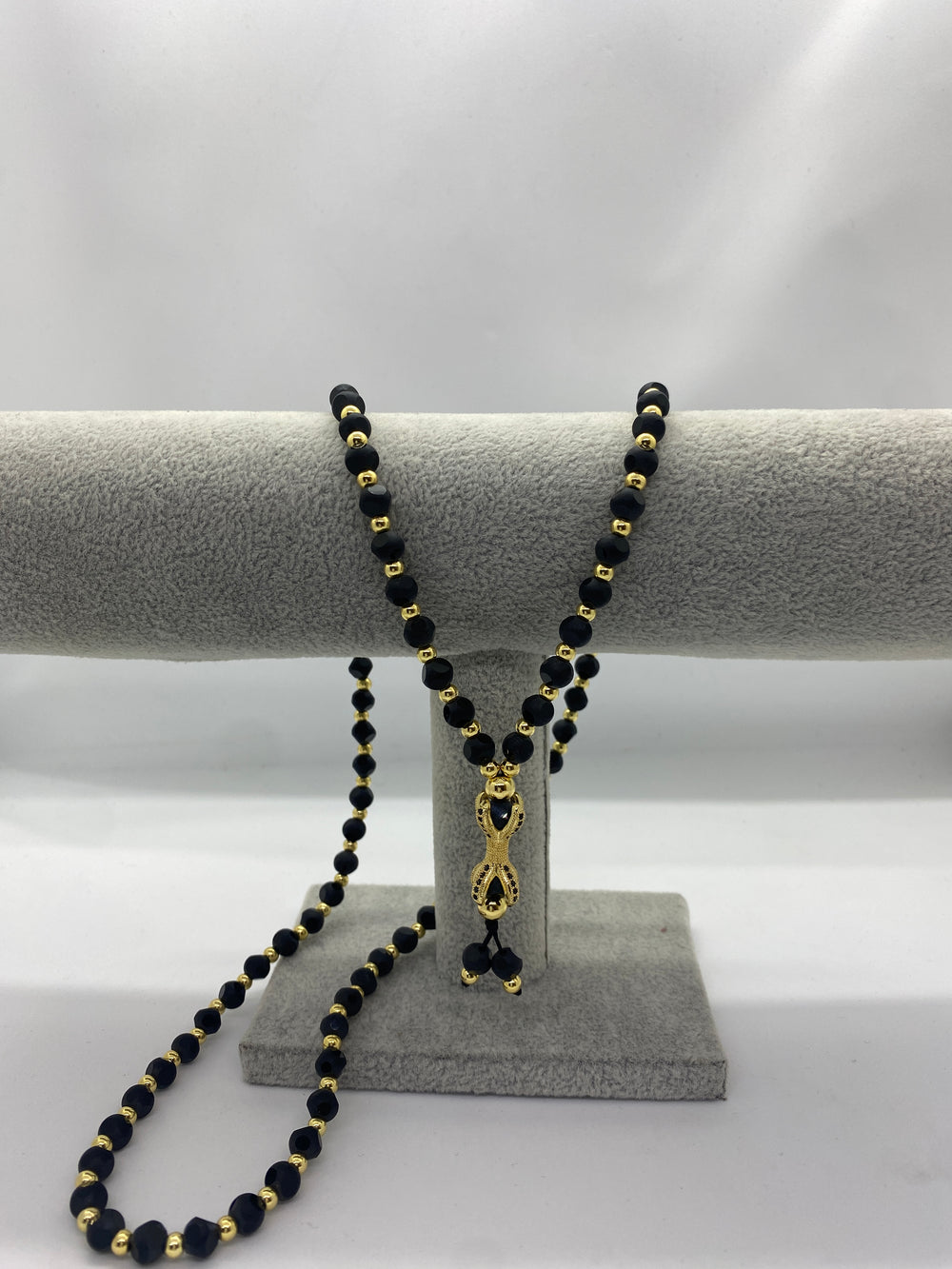 Lanț Bărbați din Inox cu Bile Negre și Pandantiv Gheară Black Gold Claw - 6