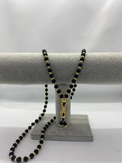 Lanț Bărbați din Inox cu Bile Negre și Pandantiv Gheară Black Gold Claw - 6