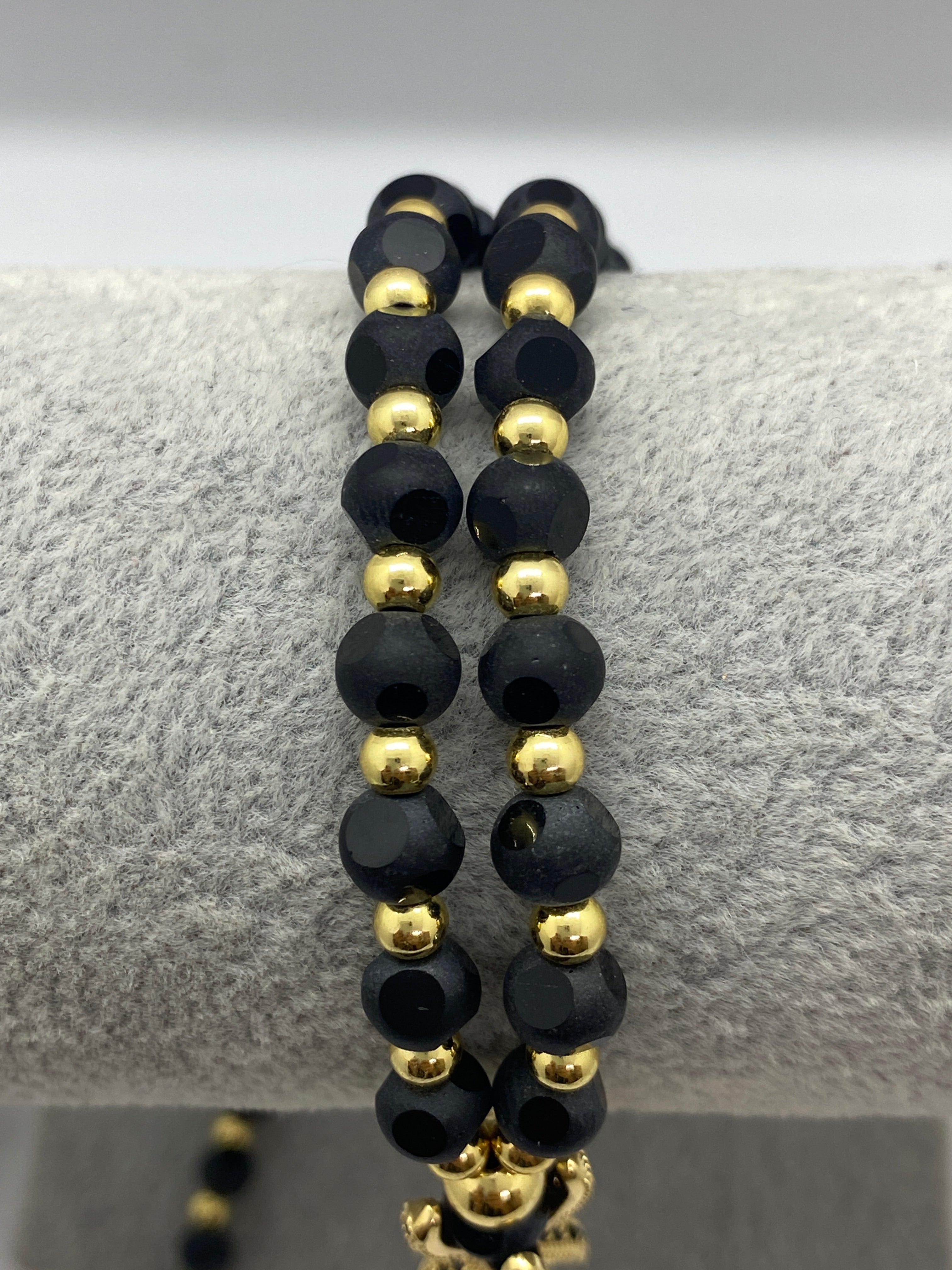 Vedere secundară Lanț Bărbați din Inox cu Bile Negre și Pandantiv Gheară Black Gold Claw stil Necklaces