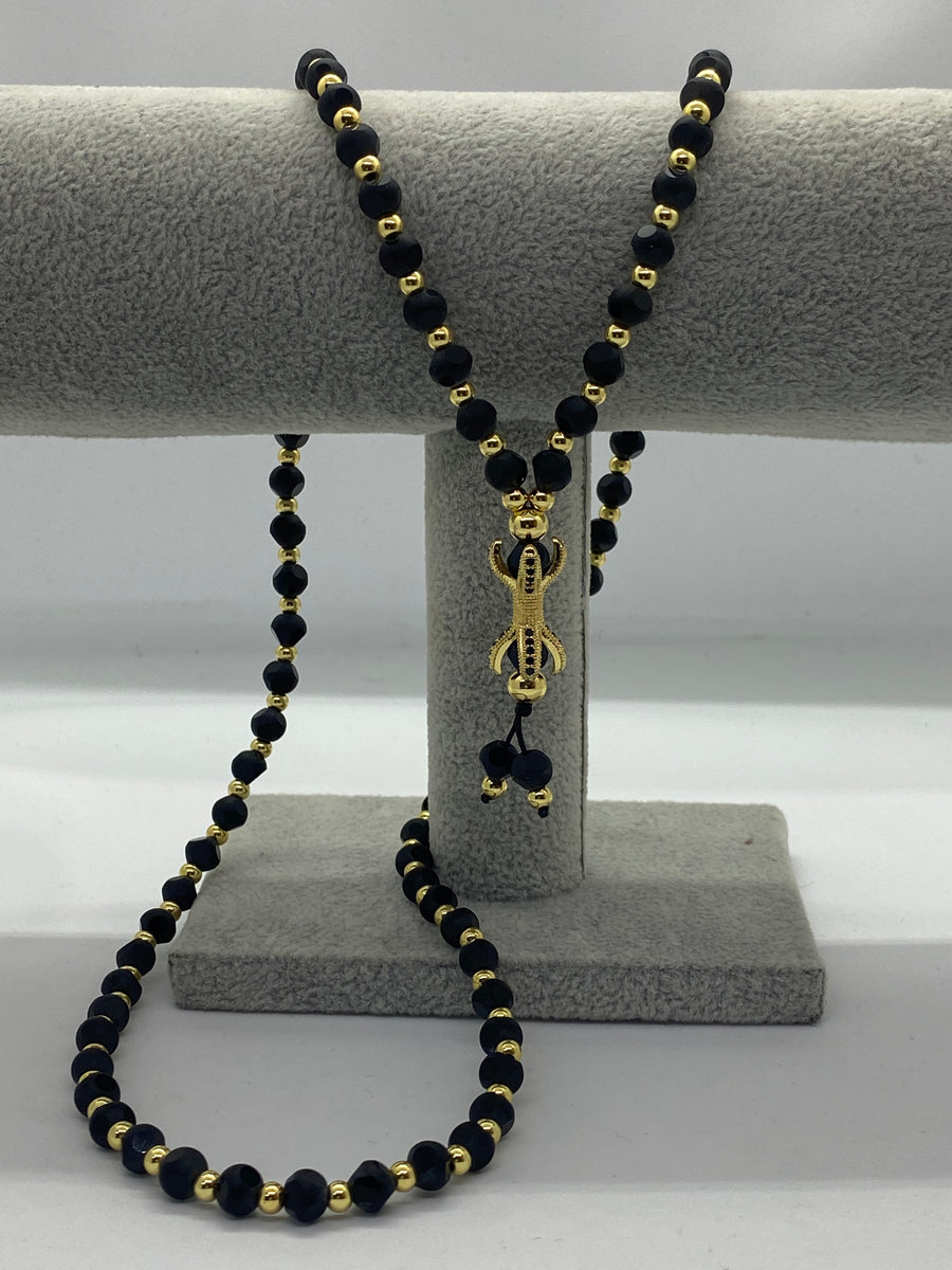 Lanț Bărbați din Inox cu Bile Negre și Pandantiv Gheară Black Gold Claw din Inox TotalModa