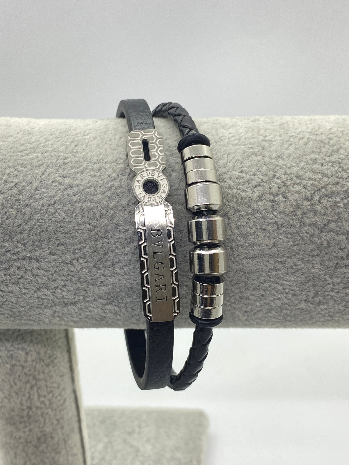 Detalii finisaj Double Leather Bracelet" din Argint 925