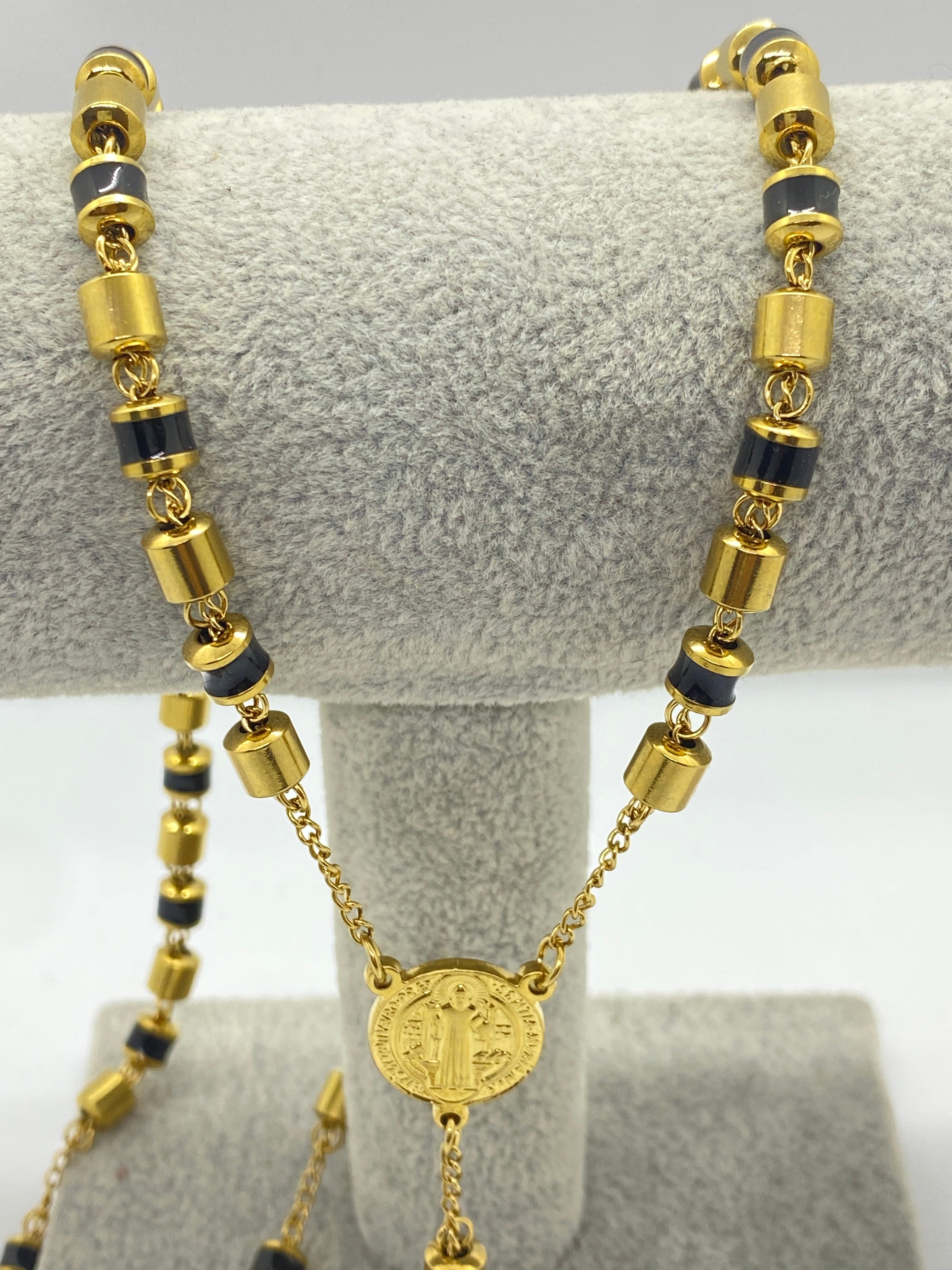 Vedere secundară Colier tip Rozariu din Inox Placat cu Aur 18K cu Cristale Zirconia stil Chain
