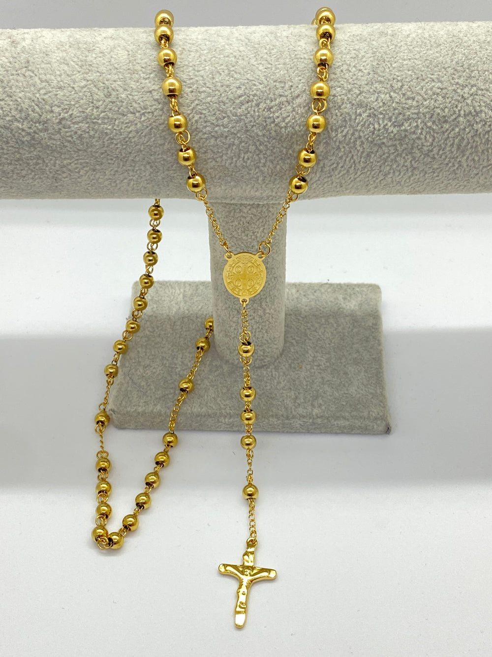 Colier tip Rozariu din Inox Placat cu Aur 18K Radiance cu Cruciuliță - 1