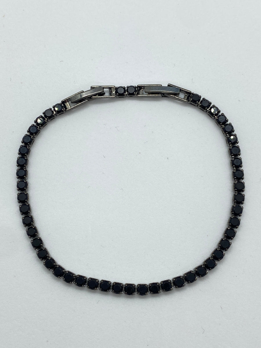 Detalii finisaj Bratara Tennis Full Black din Inox