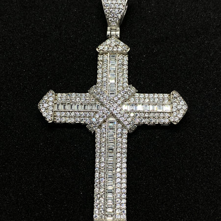 Pandantiv Cruce din Argint 925 White Diamond cu Zirconiu, 6 cm
