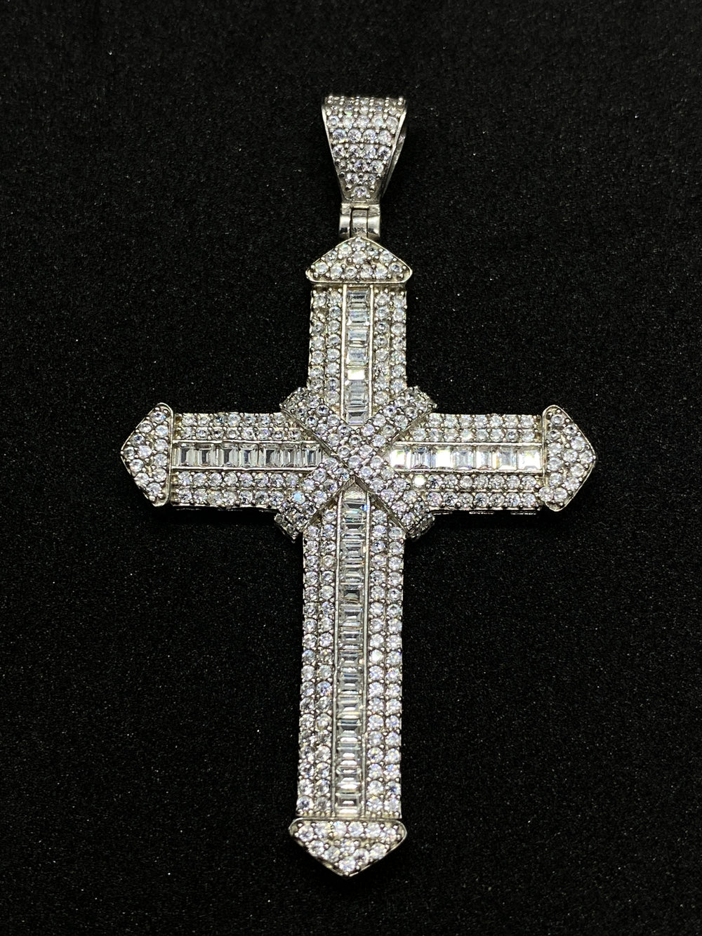 Pandantiv Cruce din Argint 925 White Diamond cu Zirconiu, 6 cm - 2