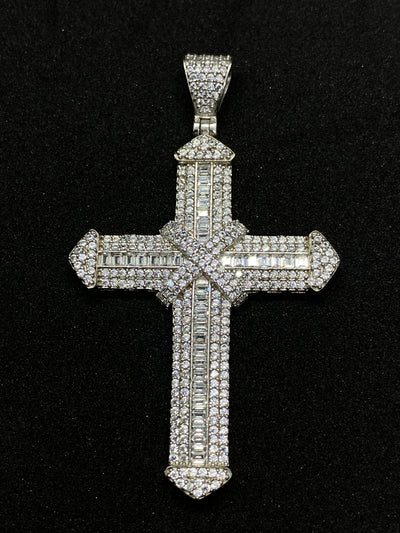 Pandantiv Cruce din Argint 925 White Diamond cu Zirconiu, 6 cm - 2