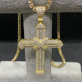 Pandantiv Cruce din Argint 925 Diamond Gold cu Zirconiu, 6 cm