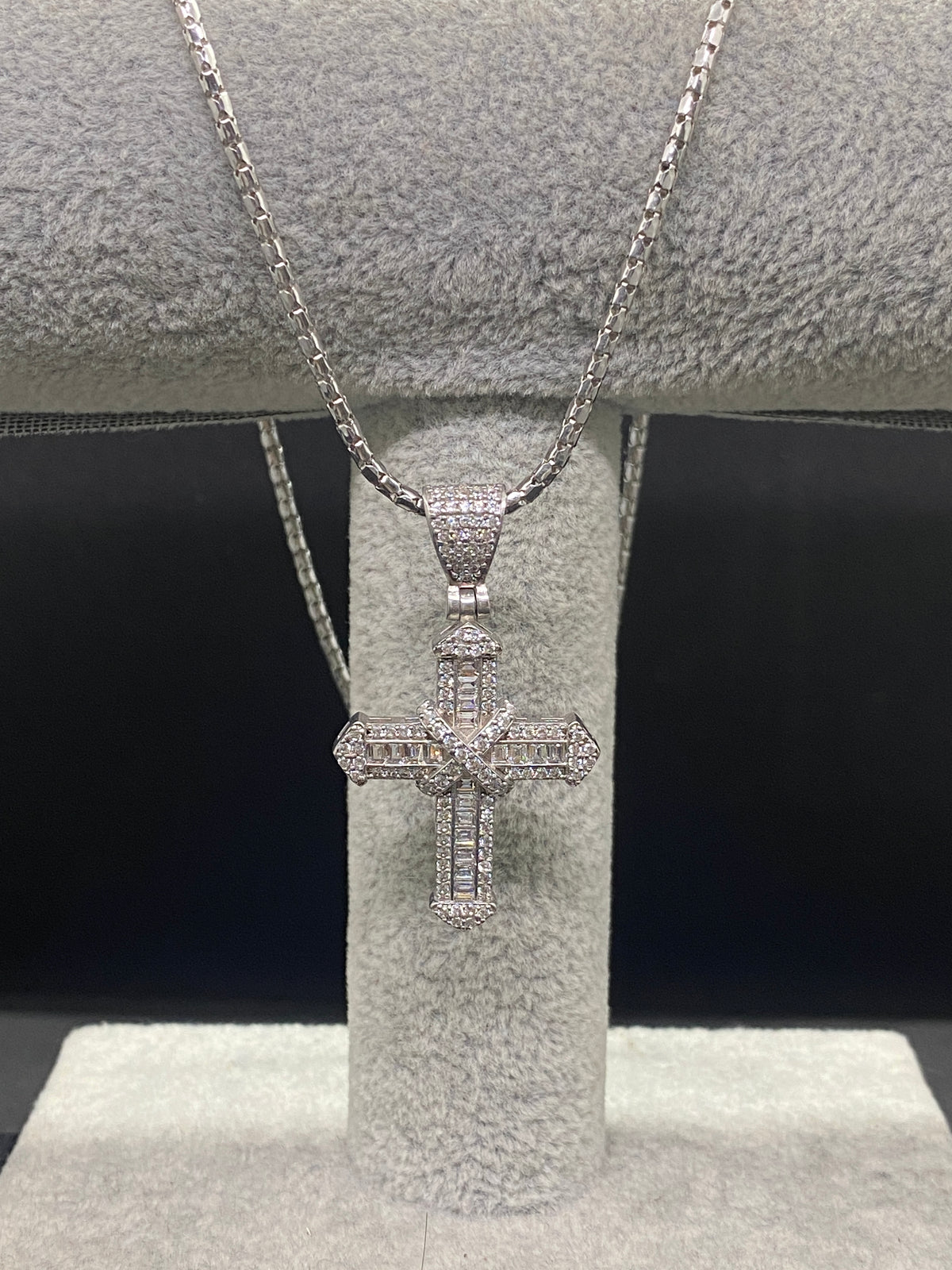 Set Damă Lanț Fin și Pandantiv Cruce din Argint 925 Rodiat din Argint 925 TotalModa