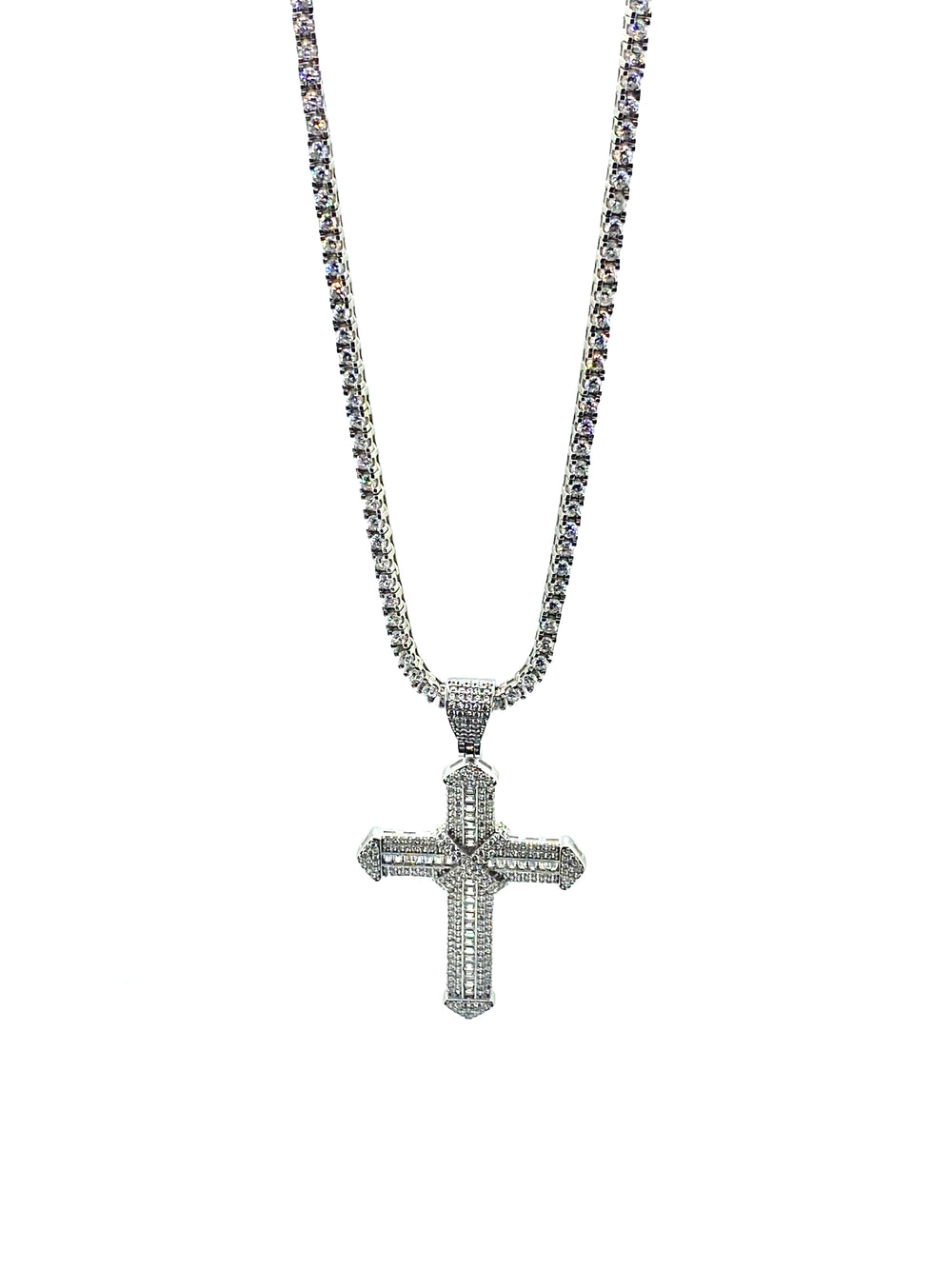 Set Bărbați White Divine: Lanț Tennis și Pandantiv Cruce din Argint 925 cu Zirconiu - 3