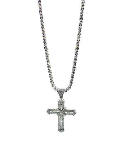 Set Bărbați White Divine: Lanț Tennis și Pandantiv Cruce din Argint 925 cu Zirconiu - 3