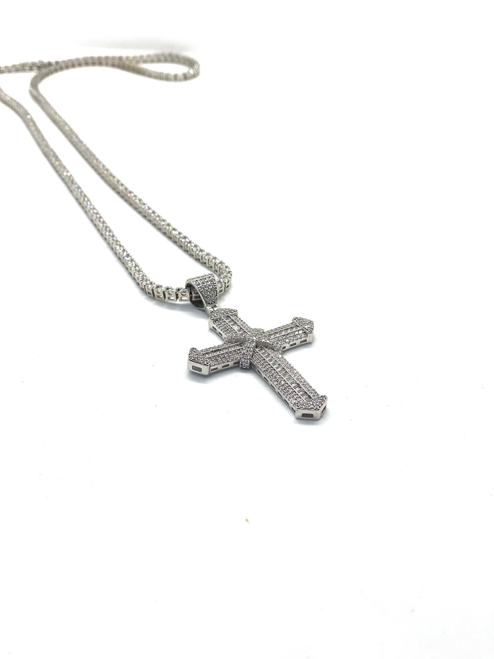 Set Bărbați White Divine: Lanț Tennis și Pandantiv Cruce din Argint 925 cu Zirconiu - 2
