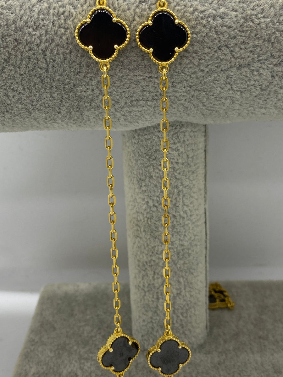 Detalii finisaj Colier Lucky Charm Gold Black din Argint 925