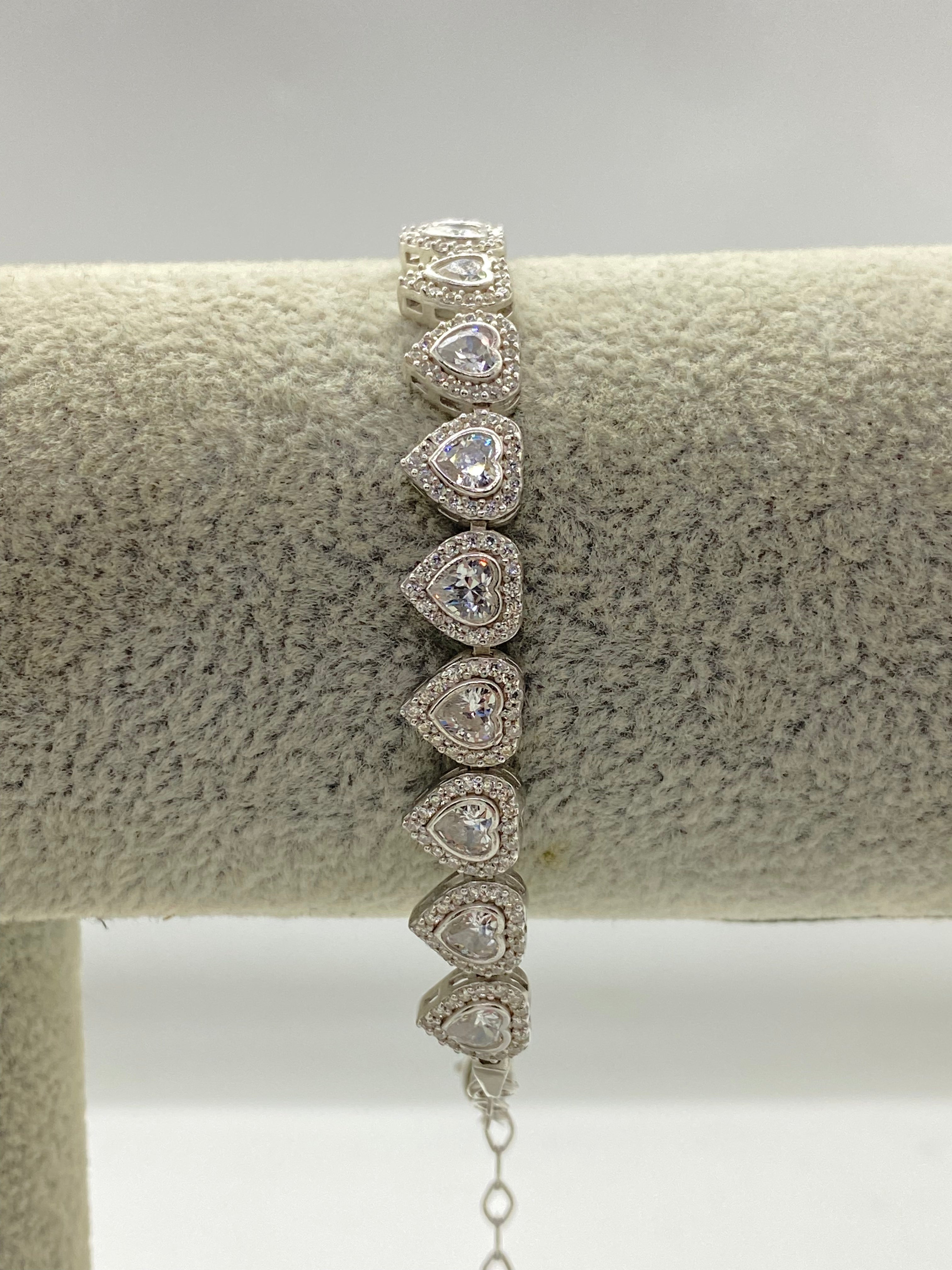 Vedere secundară Brățară Damă din Argint 925 Ariana, Model cu Inimioare și Zirconiu stil Bracelets