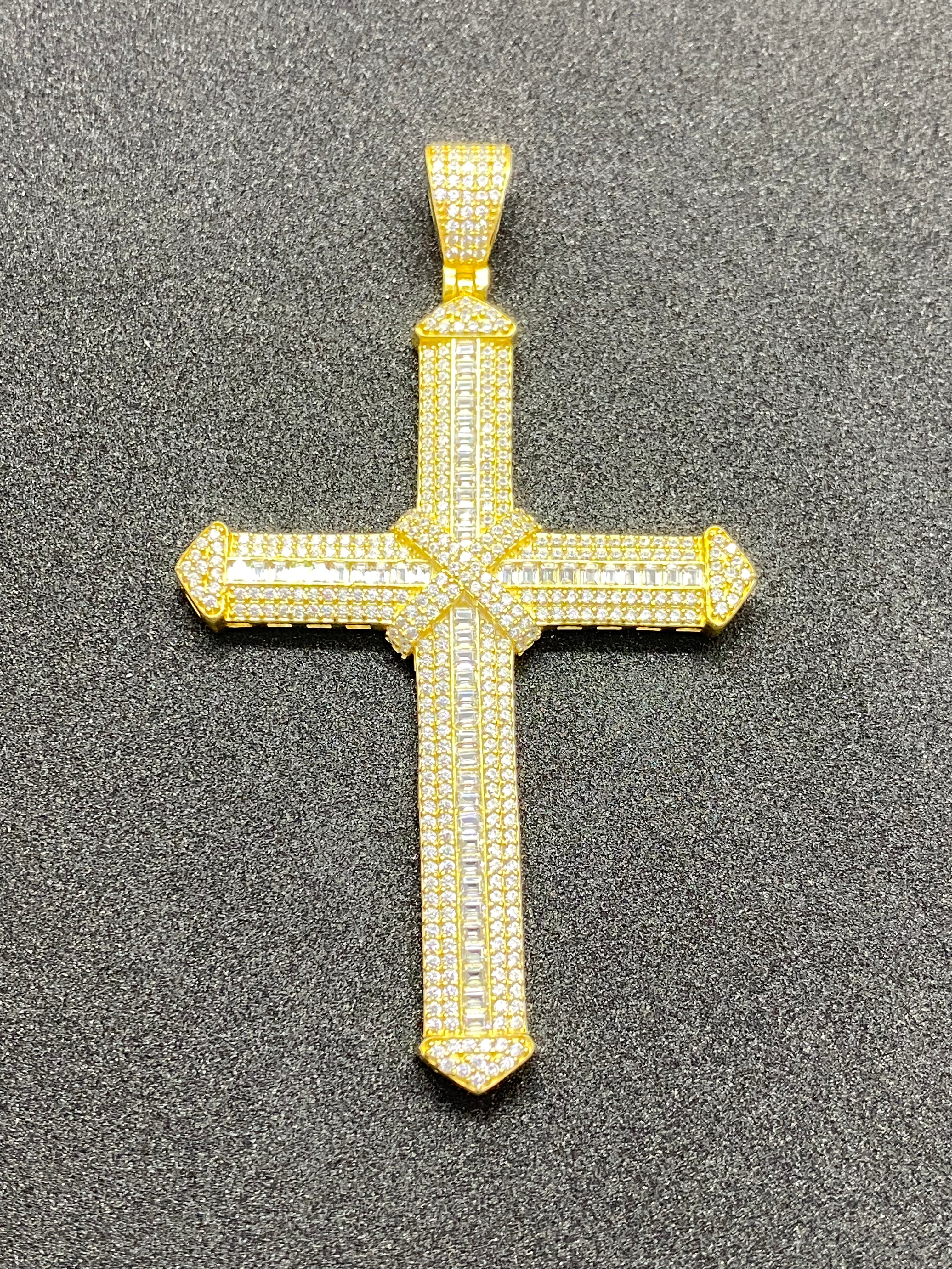 Vedere secundară Pandantiv Cruce din Argint 925 Solena Auriu cu Zirconiu, 8 cm stil Charms & Pendants