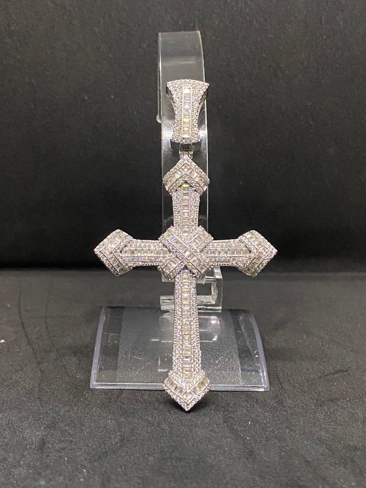 Pandantiv Cruce din Argint 925 Velin cu Zirconiu, 8 cm - poza 3