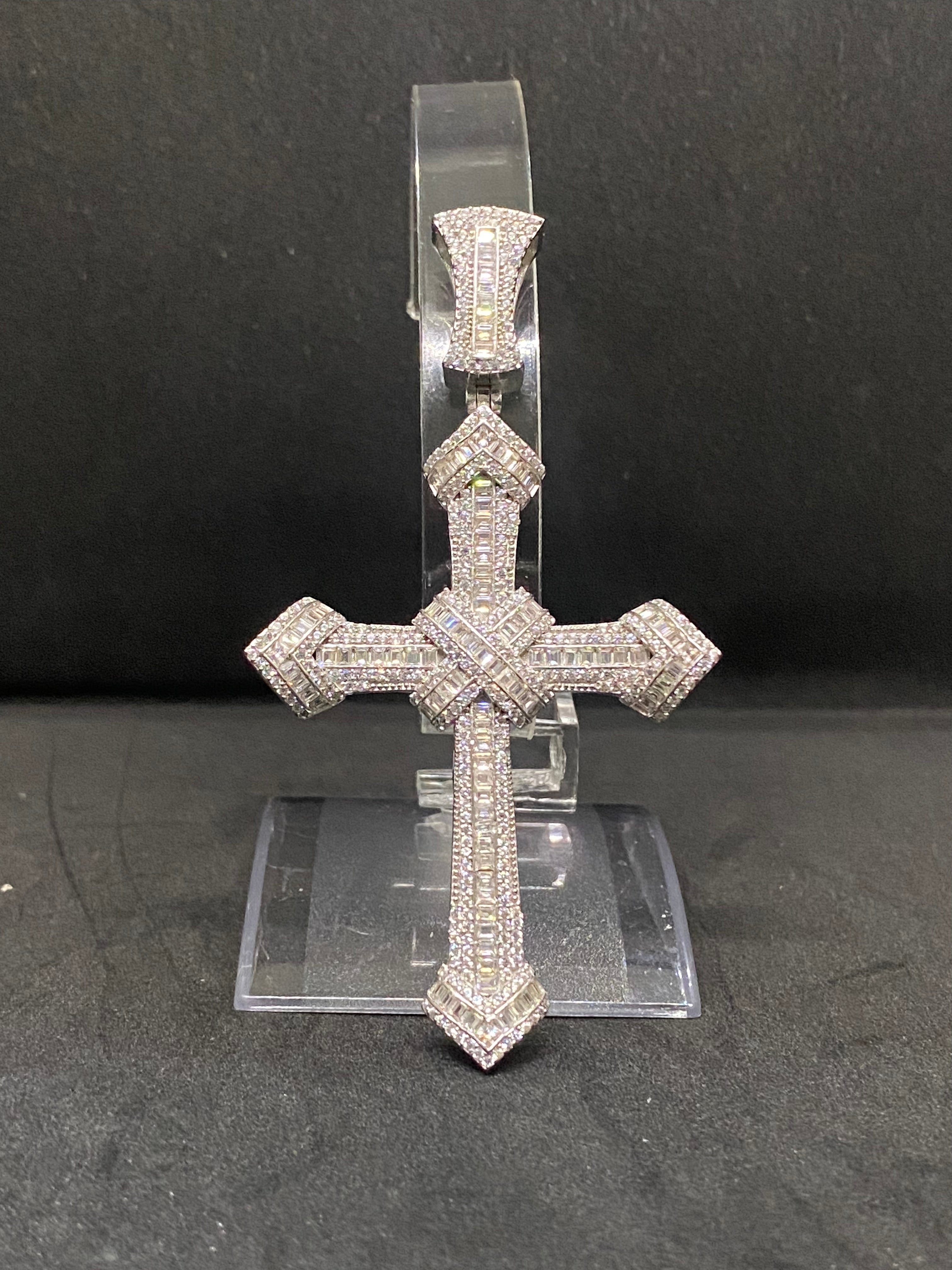 Vedere secundară Pandantiv Cruce din Argint 925 Velin cu Zirconiu, 8 cm stil Charms & Pendants