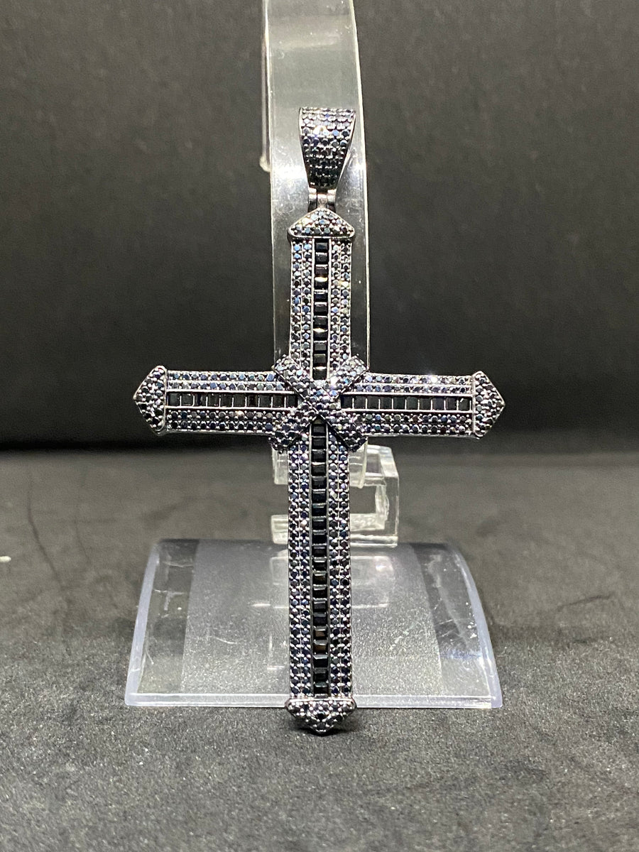 Vedere secundară Pandantiv Cruce din Argint 925 Solena Black cu Zirconiu Negru, 8 cm stil Charms & Pendants