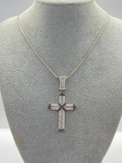 Set Bărbați: Lanț și Pandantiv Cruce din Argint 925 Ombre Diamond - 3