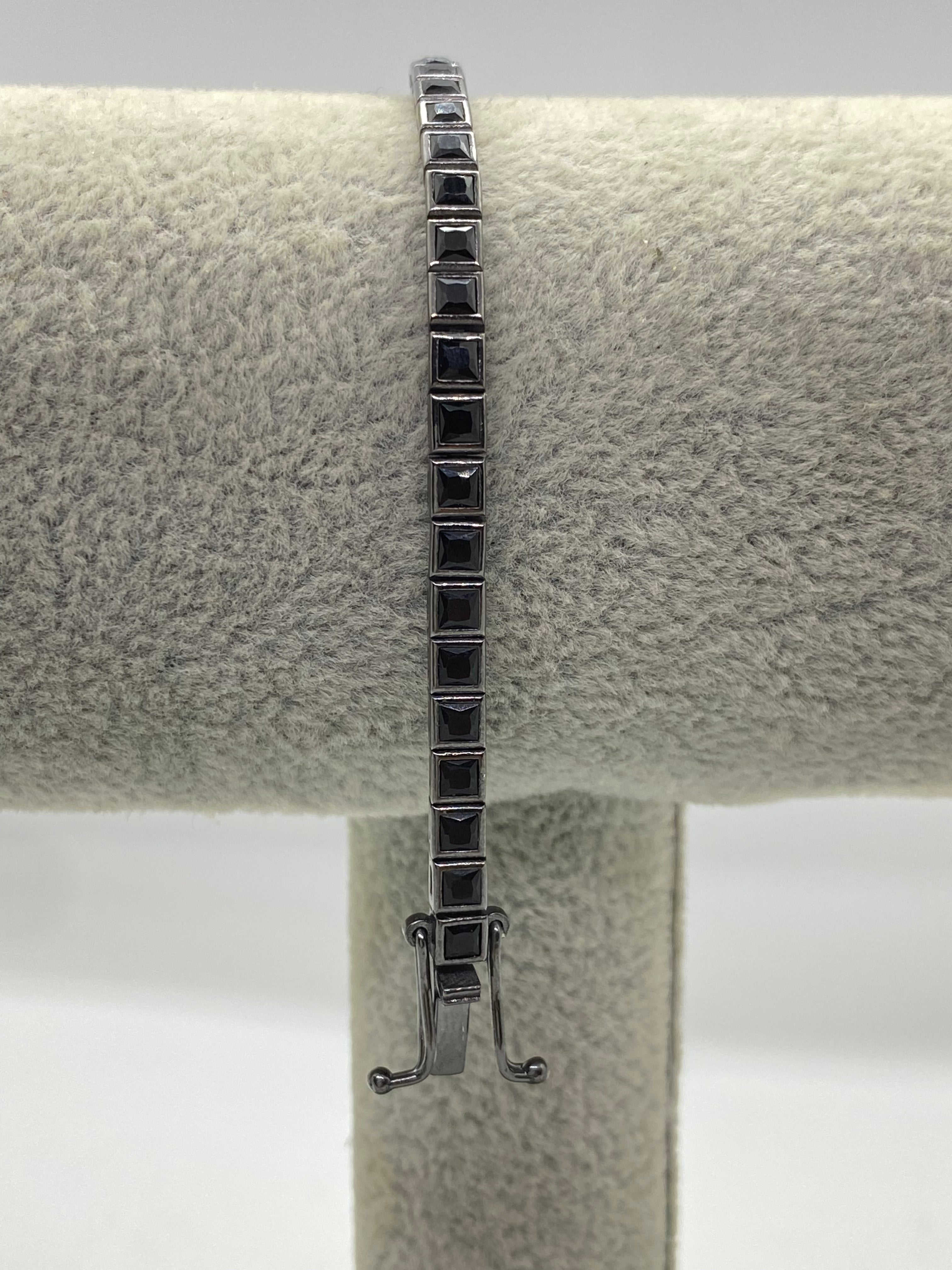 Vedere secundară Brățară Tennis Square Black din Argint 925 stil Bracelets