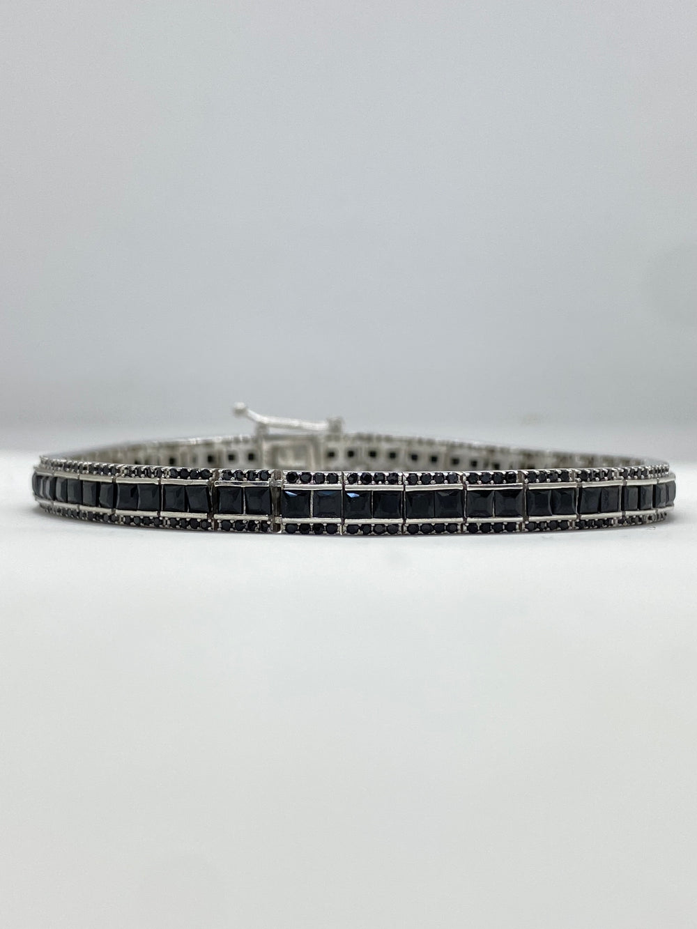 Brățară Tennis Square Black 0.5 cm pentru Bărbați, din Argint 925 cu Zirconiu Negru - 1
