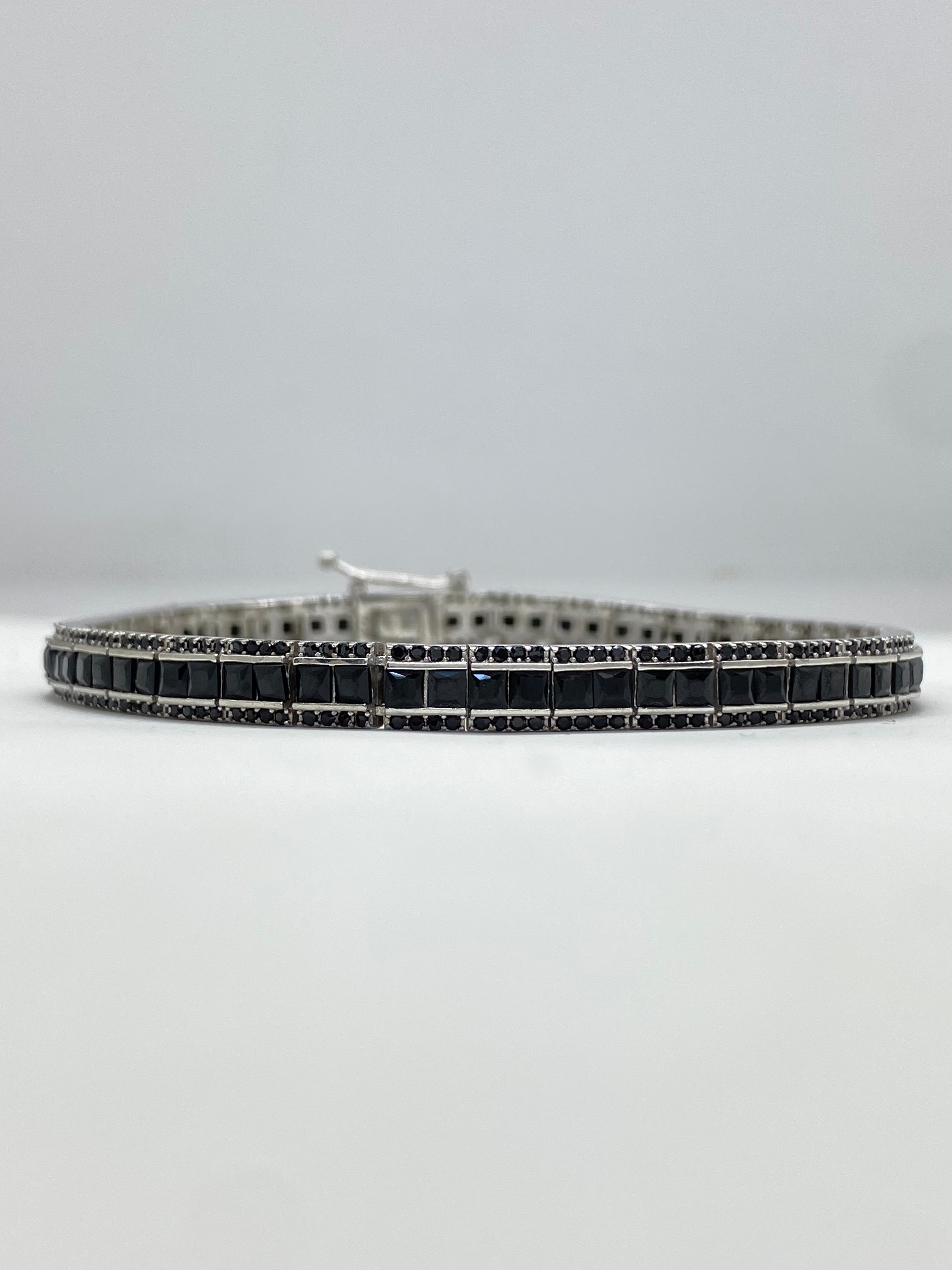 Brățară Tennis Square Black 0.5 cm pentru Bărbați, din Argint 925 cu Zirconiu Negru din Argint 925 TotalModa