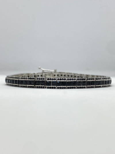Brățară Tennis Square Black 0.5 cm pentru Bărbați, din Argint 925 cu Zirconiu Negru - 1