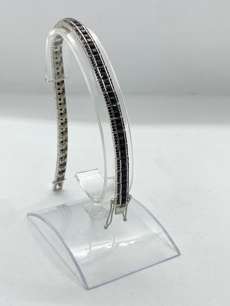 Vedere secundară Brățară Tennis Square Black 0.5 cm pentru Bărbați, din Argint 925 cu Zirconiu Negru stil Bracelets