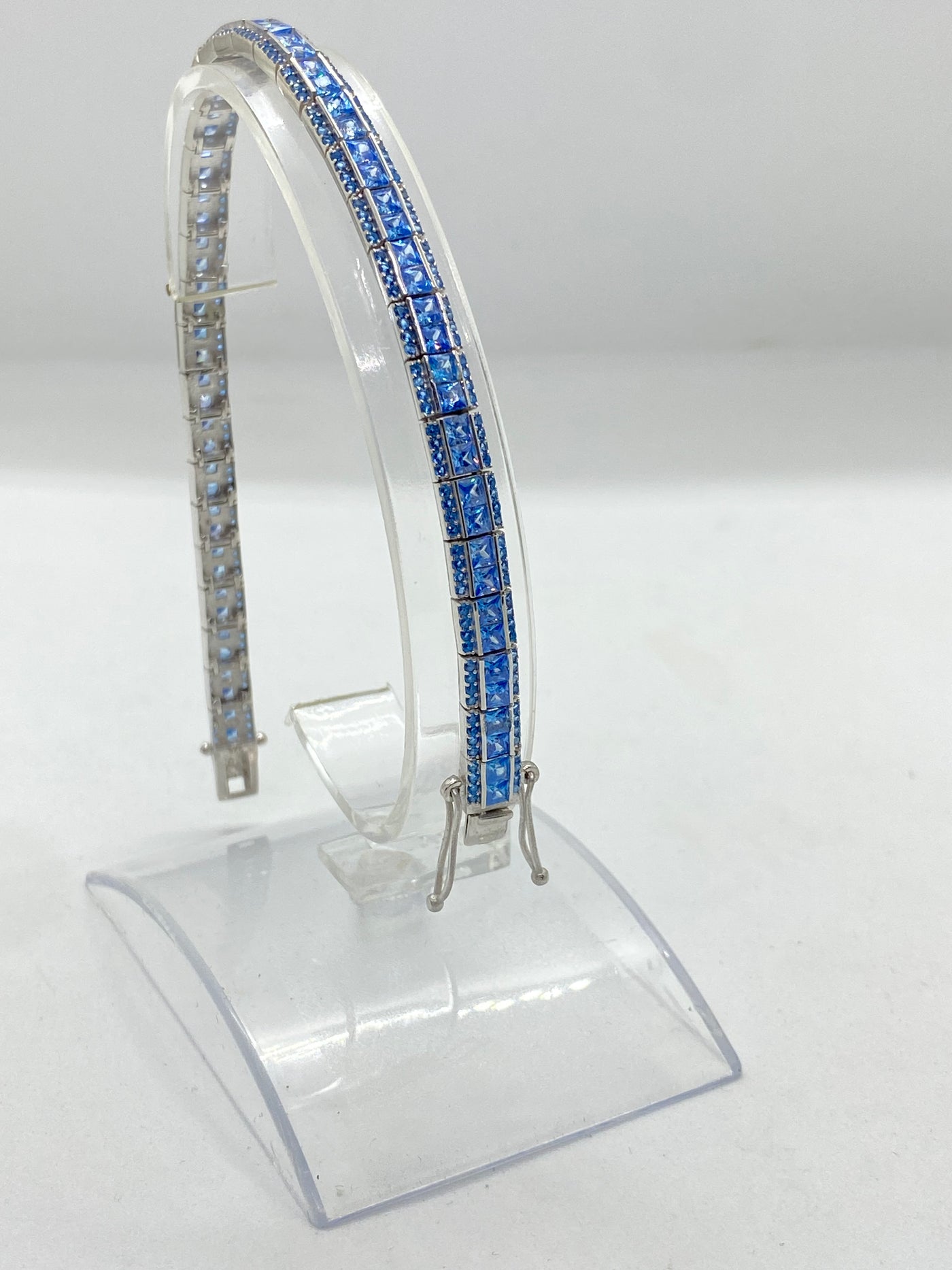 Brățară Tennis Square Blue 0.5 cm pentru Bărbați, din Argint 925 cu Zirconiu - poza 2