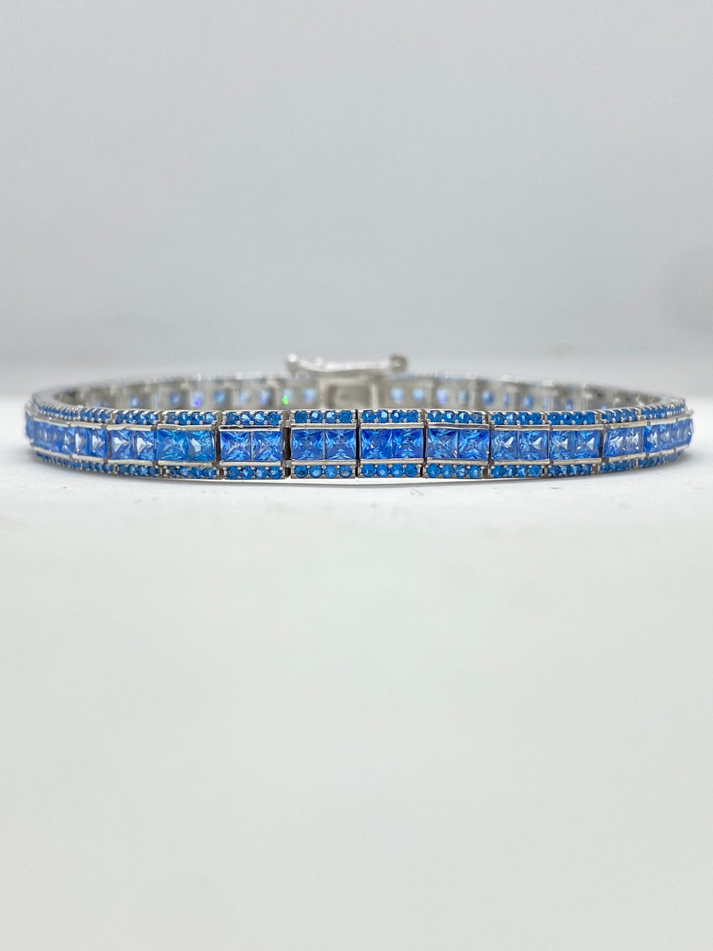 Brățară Tennis Square Blue 0.5 cm pentru Bărbați, din Argint 925 cu Zirconiu - 1
