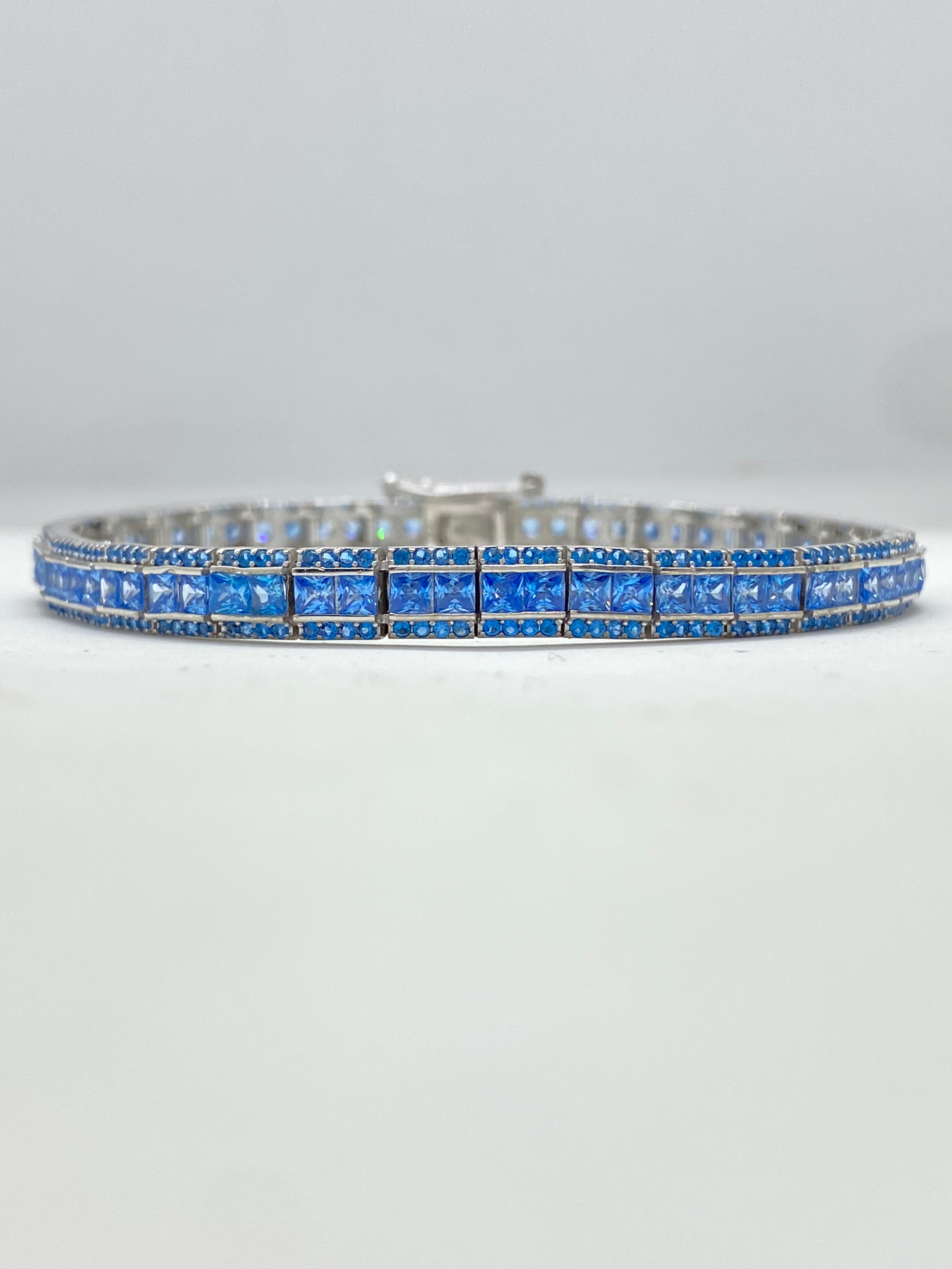 Brățară Tennis Square Blue 0.5 cm pentru Bărbați, din Argint 925 cu Zirconiu din Argint 925 TotalModa