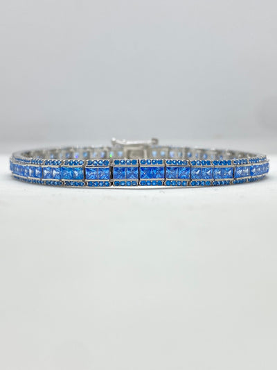 Brățară Tennis Square Blue 0.5 cm pentru Bărbați, din Argint 925 cu Zirconiu - 1