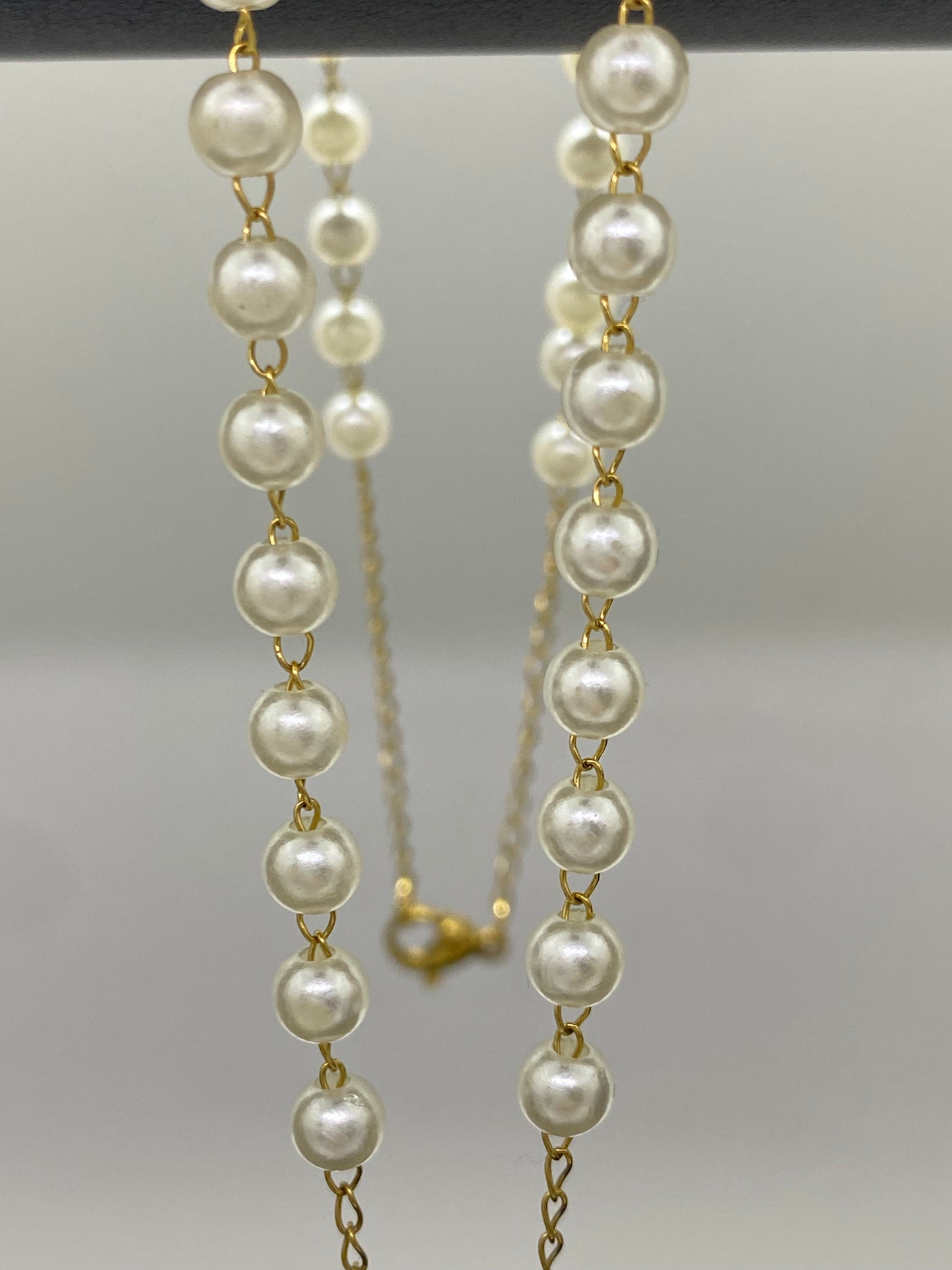 Colier Rozariu Auriu cu Perle Albe