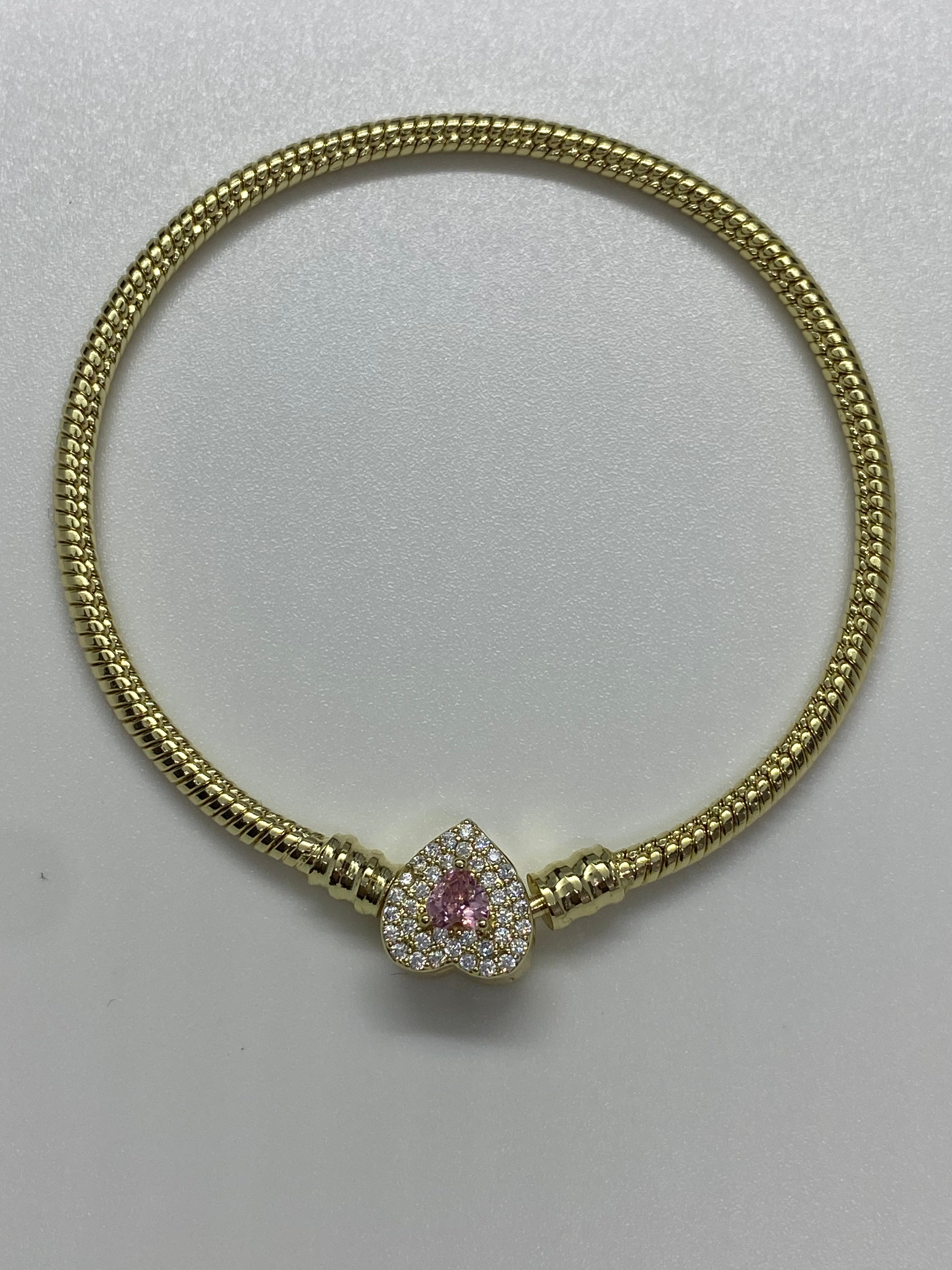 Vedere secundară Set Auriu: Colier și Brățară cu Pandantiv Inimă și Cristale stil Jewelry Sets